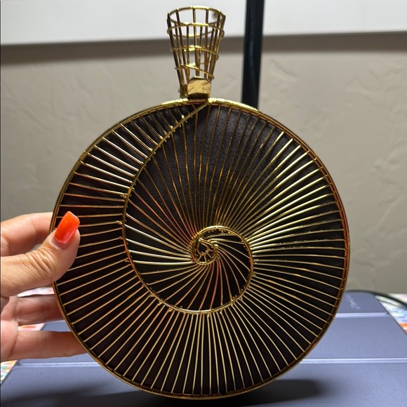 Ramla Gold and Black Spiral Decorative clutch purse